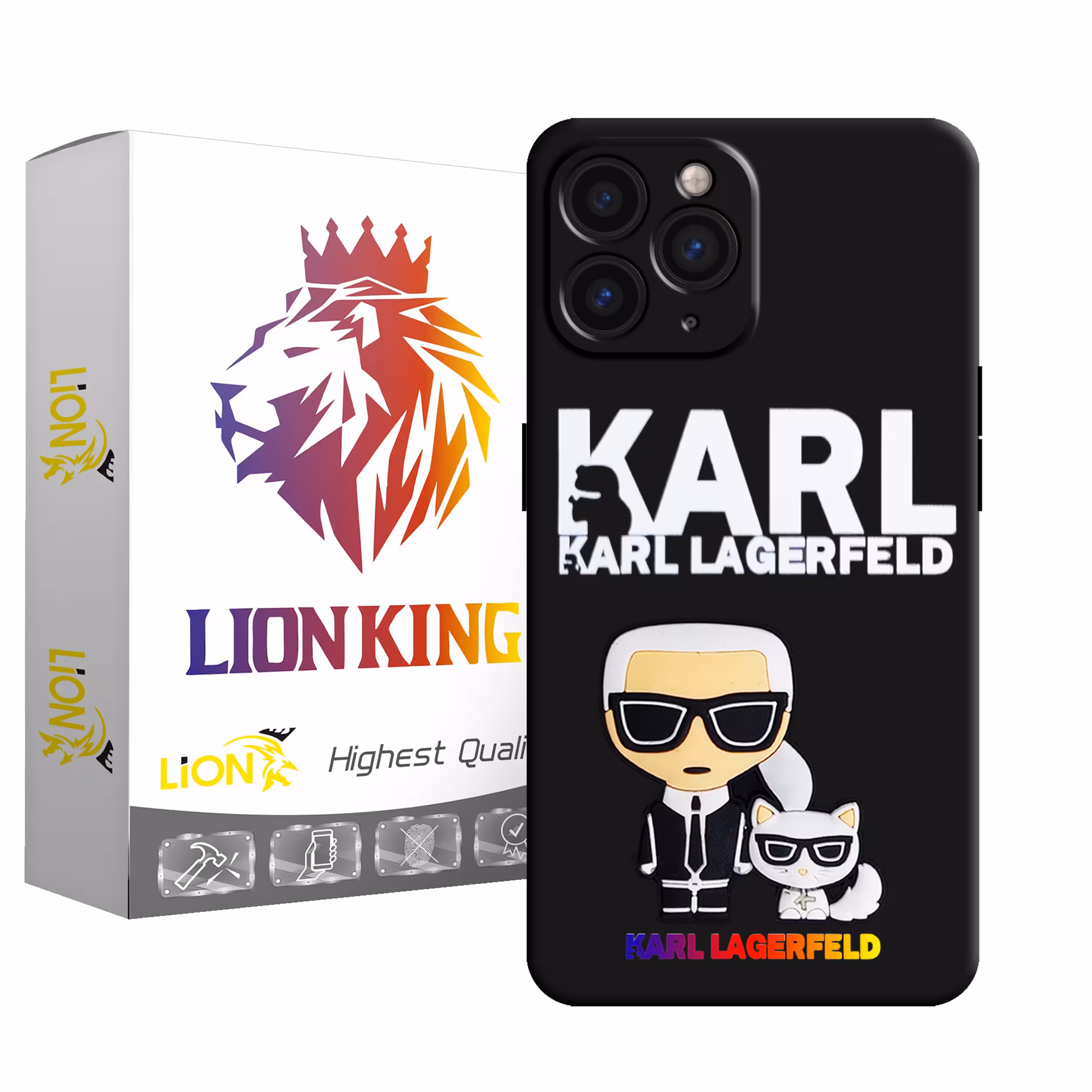کاور لاین کینگ مدل مرد وگربه 3D مناسب برای گوشی موبایل اپل IPhone 11 pro Max
