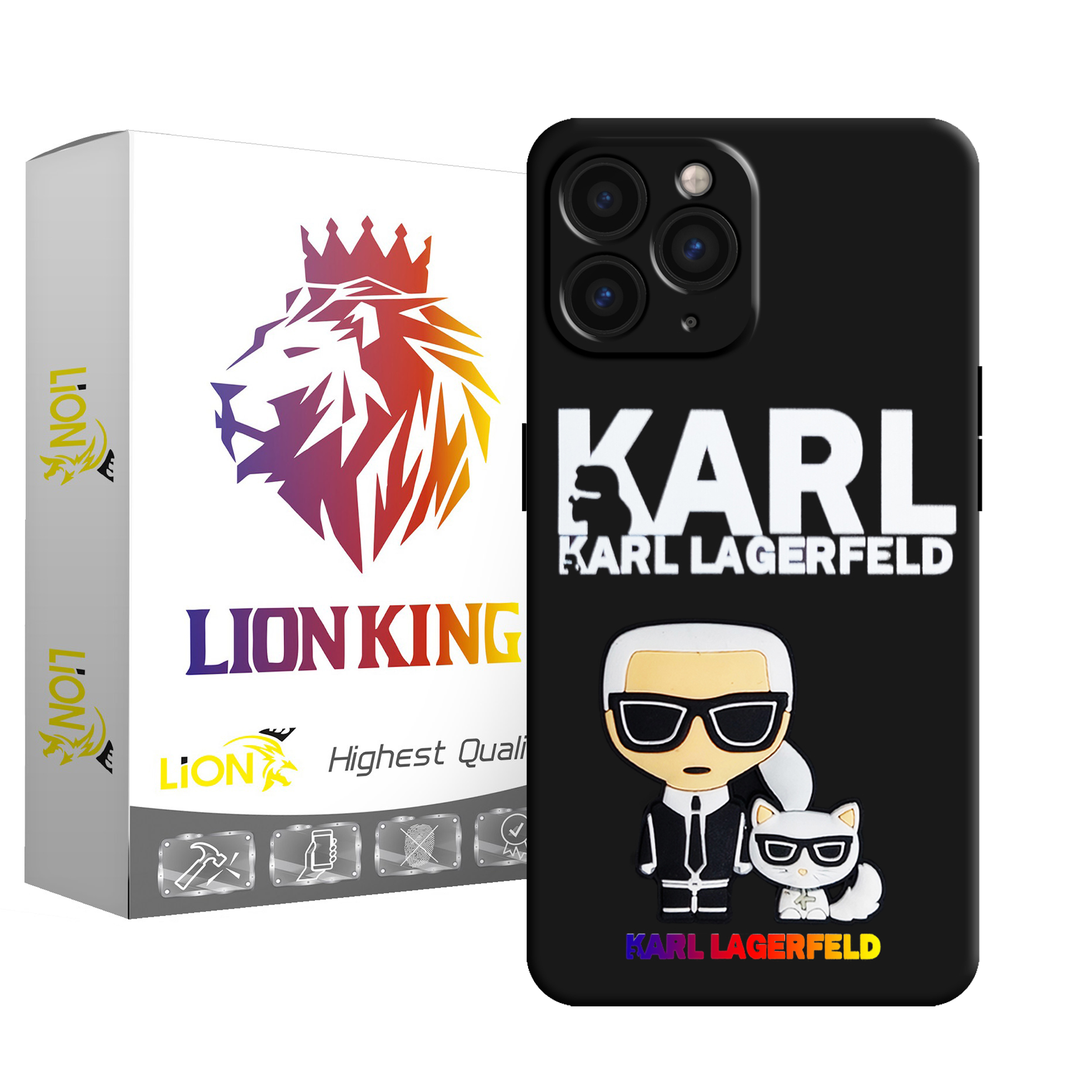 کاور لاین کینگ مدل مرد وگربه 3D مناسب برای گوشی موبایل اپل IPhone 11 pro Max