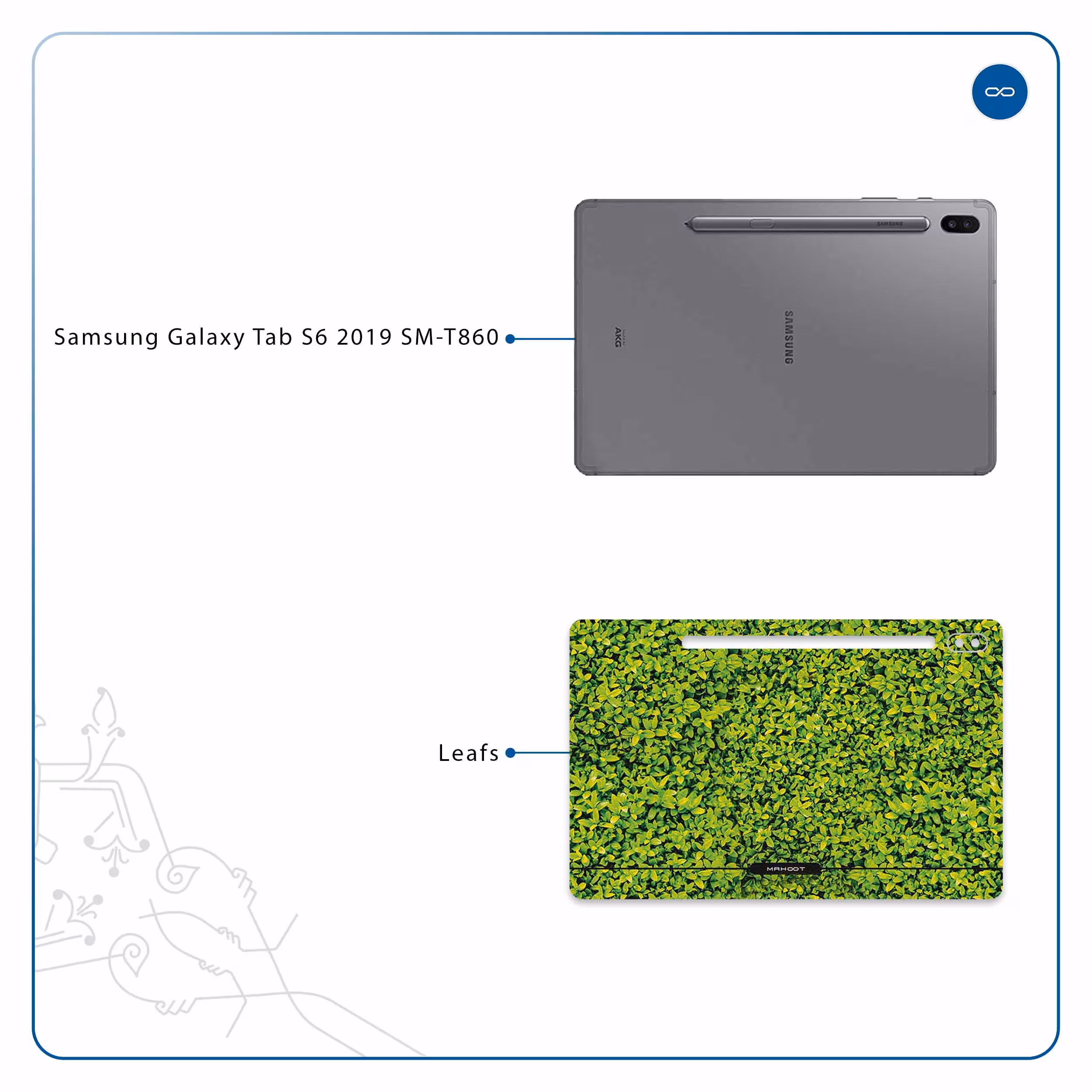 برچسب پوششی ماهوت مدل Leafs مناسب برای تبلت سامسونگ Galaxy Tab S6 2019 SM-T860