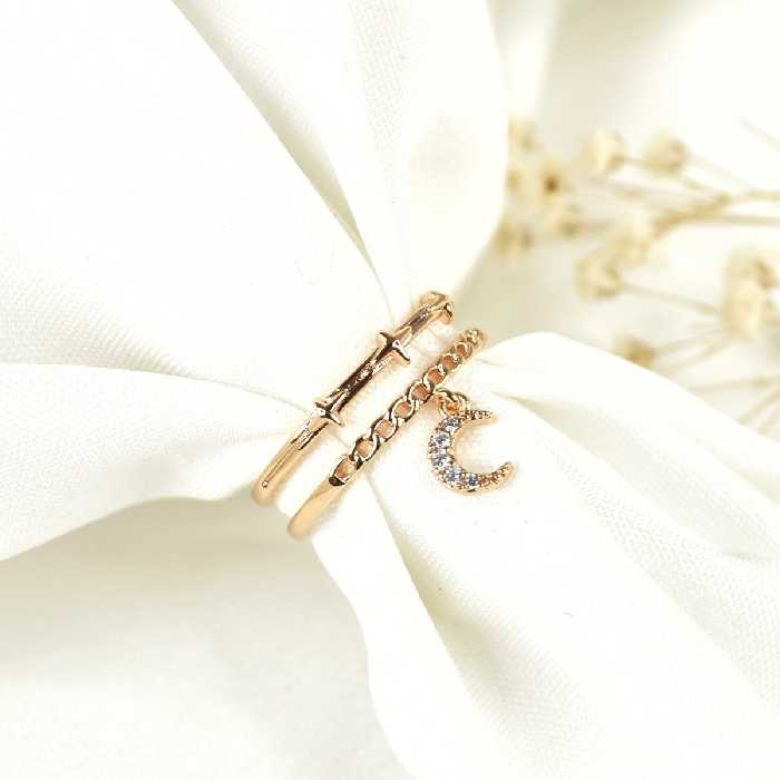 انگشتر دولاین فری سایز آویز ماه برند ژوپینگ کد9856