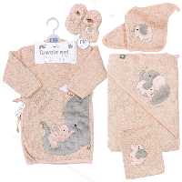ست حوله نوزاد 5 تکه دخترانه طرح فیل و بچه مادرکر Mothercare