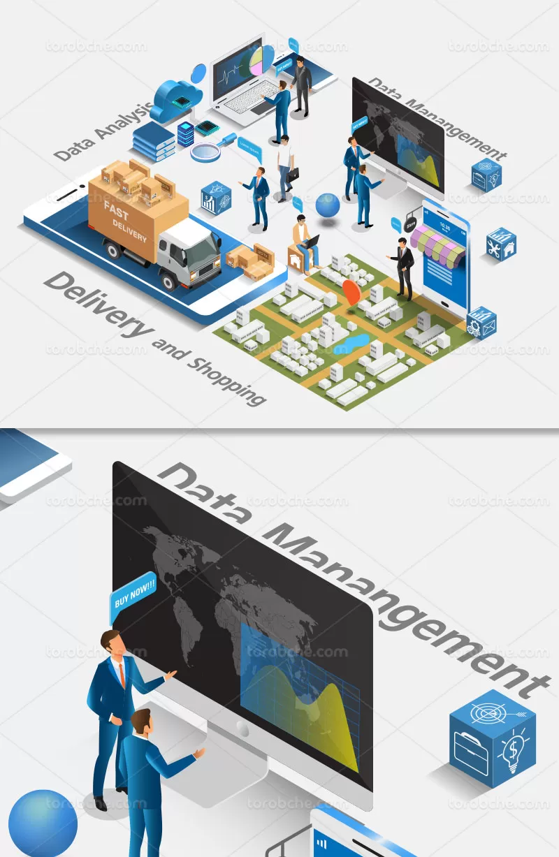 وکتور تحویل بار ایزومتریک | گرافیک با طعم تربچه