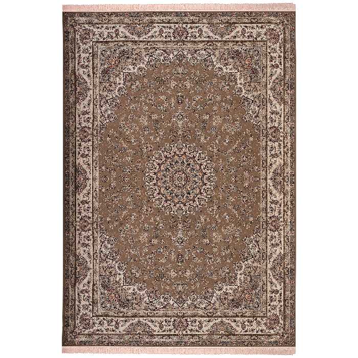 فرش ماشینی زمرد مشهد مدل BEJ007 زمینه بژ