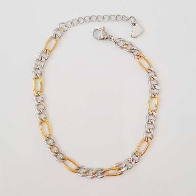 دستبند مدل زنجیری دورنگ