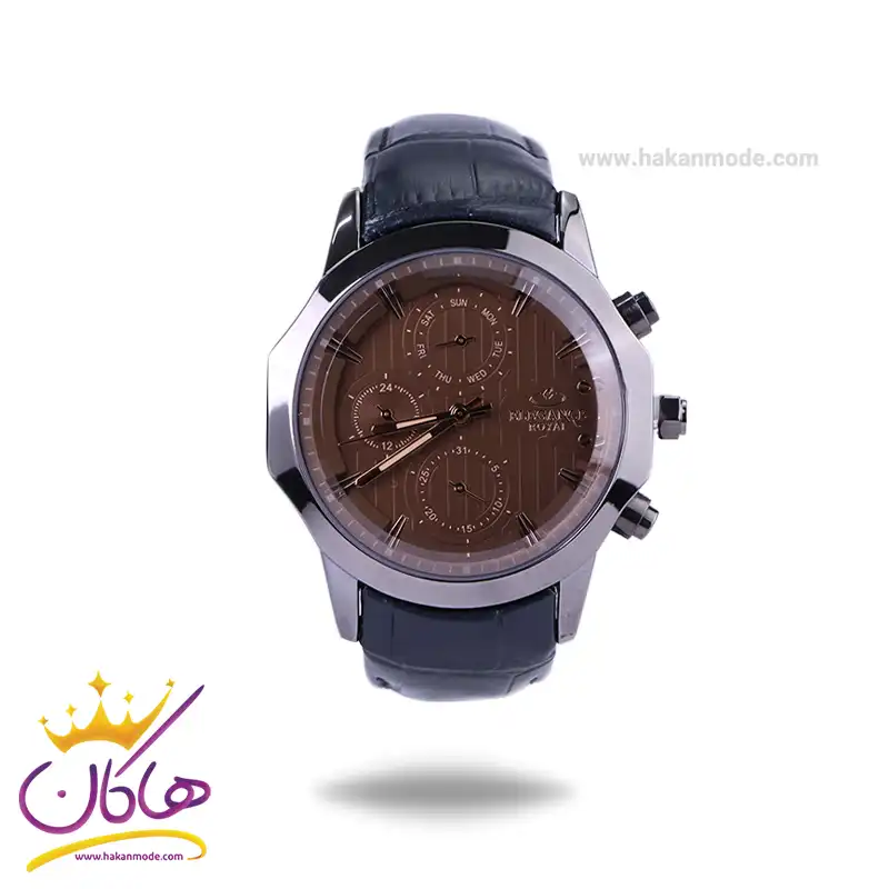 ساعت الگانس رویال مردانه بند چرم صفحه قهوه ای ER2124/2