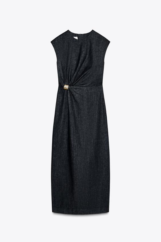 لباس میدی جین زنانه زارا DENIM MIDI DRESS | تهران زارا TehranZara