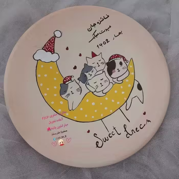 نمونه کارخودم دیوارکوب فانتزی طرح گربه با سایز25س قابل شستشو