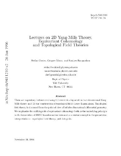خرید و دانلود نسخه کامل کتاب Lectures on 2D Yang-Mills, Equivariant cohomology, and topological field theories