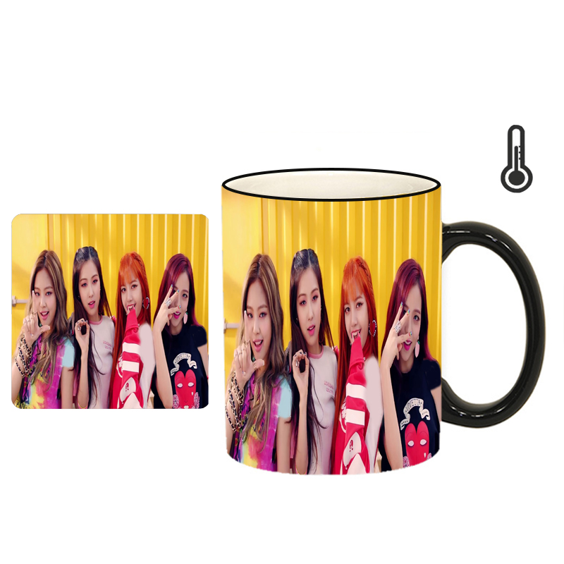  ماگ حرارتی طرح بلک پینک کد h71 به همراه زیرلیوانی