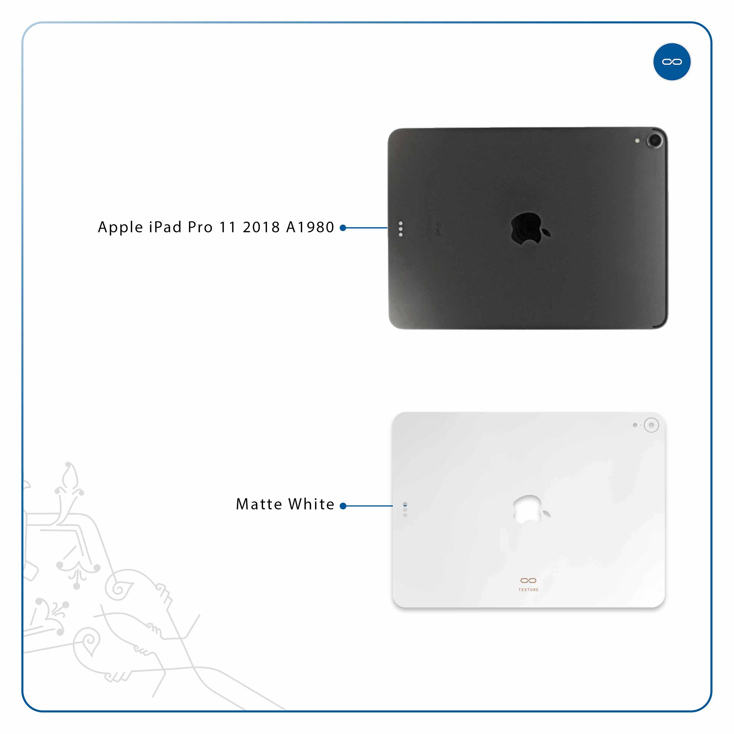 برچسب پوششی ماهوت مدل Matte-White مناسب برای تبلت اپل iPad Pro 11 2018 A1980