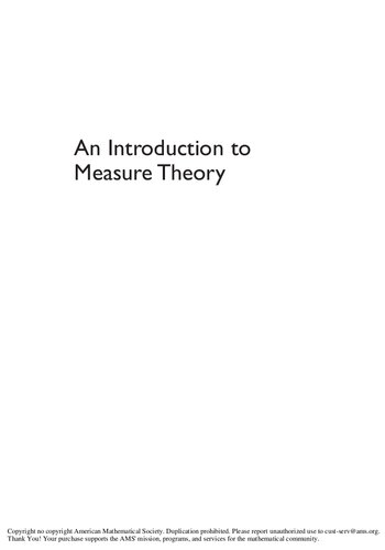 خرید و دانلود نسخه کامل کتاب An Introduction to Measure Theory