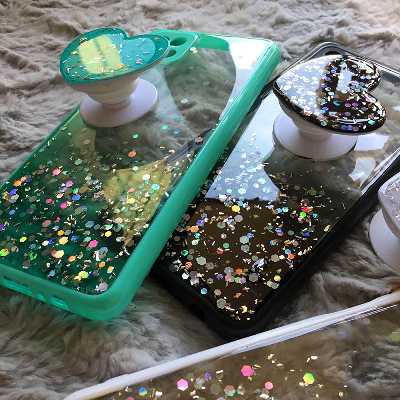 کاور لیمیا مدل فانتزی لنزدار پشت شیشه ای طرح اکلیلی و ستاره ای مناسب برای گوشی موبایل سامسونگ Galaxy A12/M12/A12 Nacho به همراه پاپ سوکت 