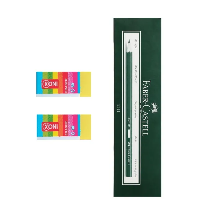 مداد مشکی مدل شقایق بسته 12 عددی به همراه پاک کن بسته 2 عددی