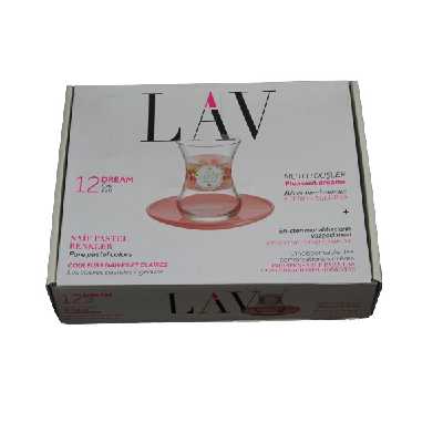 ست استکان و نعلبکی 12 پارچه لاو مدل DREAM PEMBES1