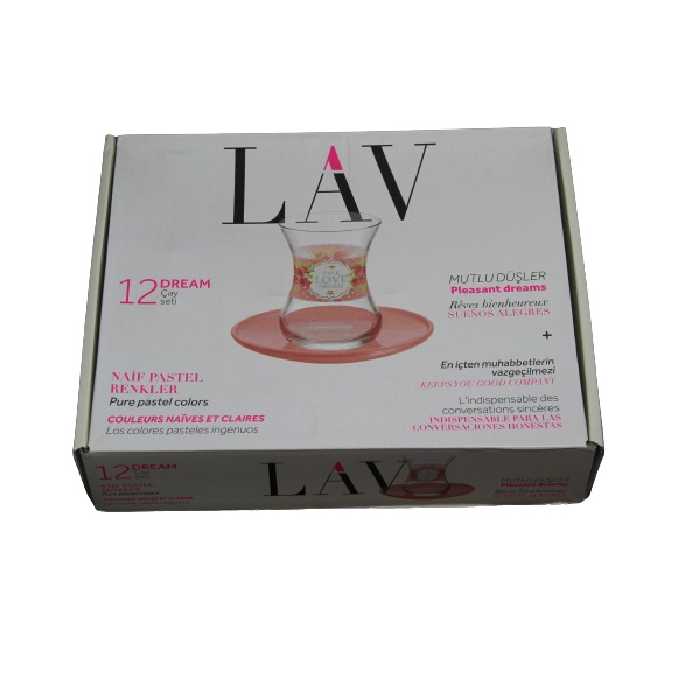 ست استکان و نعلبکی 12 پارچه لاو مدل DREAM PEMBES1