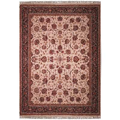 فرش ماشینی زمرد مشهد طرح افشان مدل گل درشت زمینه کرم