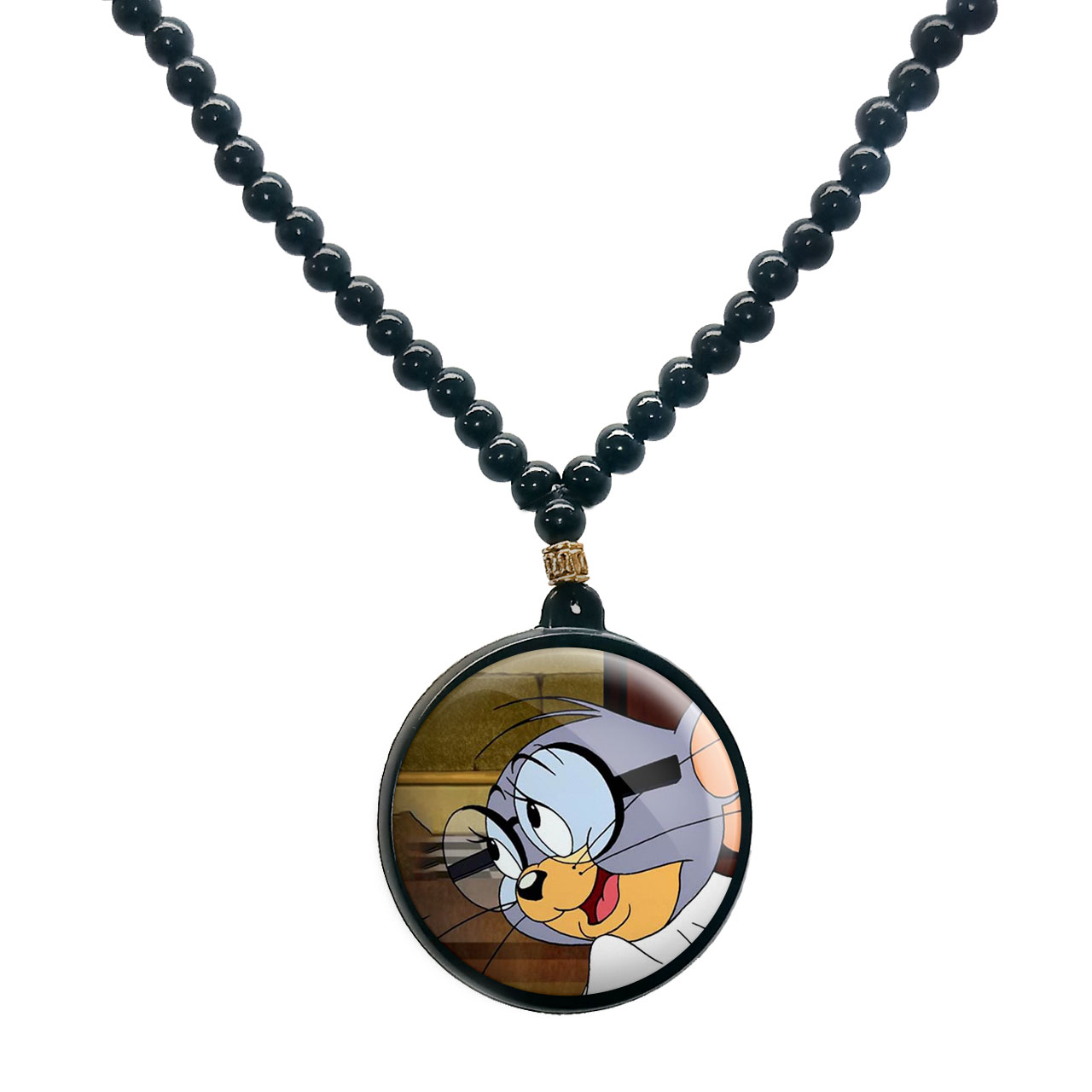 گردنبند پرمانه طرح تام و جری کد pmd.10777 مدل دو طرفه