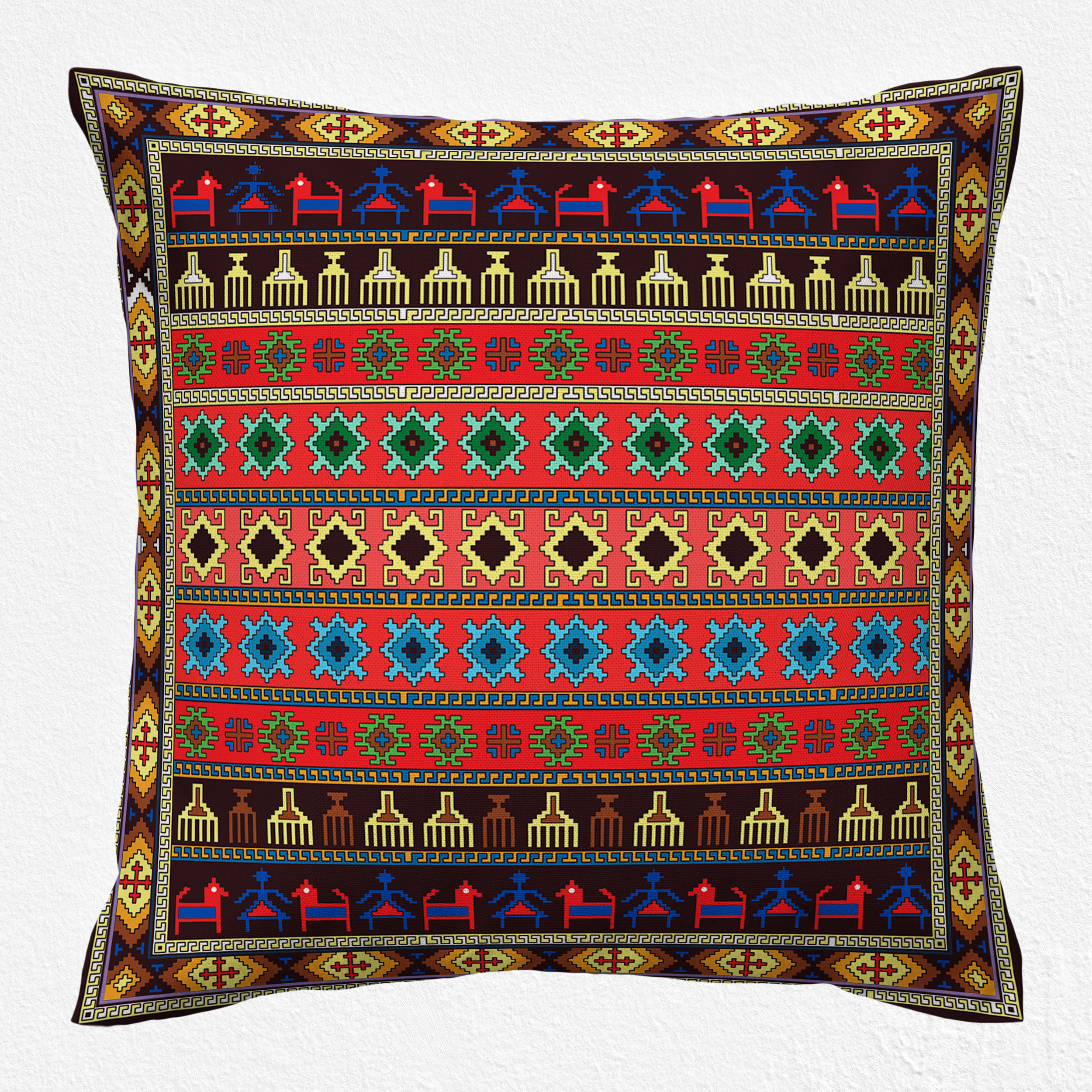 کاور کوسن مدل جاجیم دورو طرح دار کد 9980