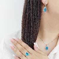 نیمست نقره سنگ توپاز با عیار925 کد 11939