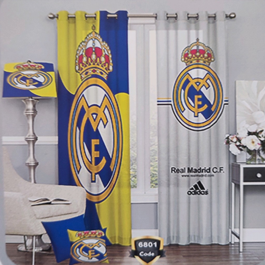 پرده چاپی پانچ دو قواره طرح ورزشی  کد 6801