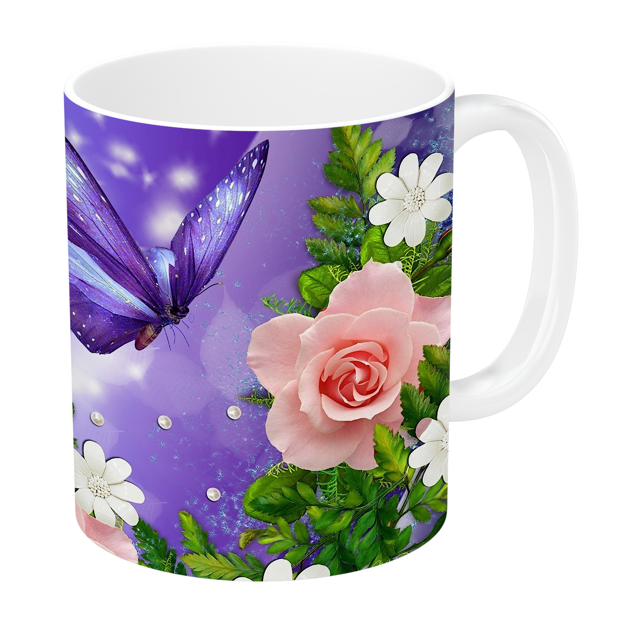 ماگ طرح گل و پروانه مدل NI1078