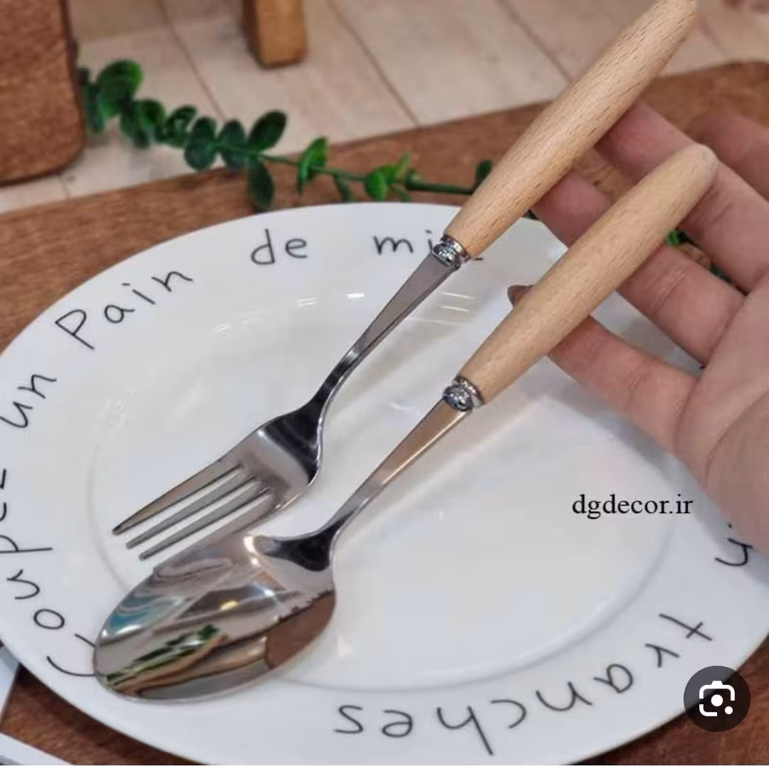 قاشق و چنگال سیلور دسته چوبی