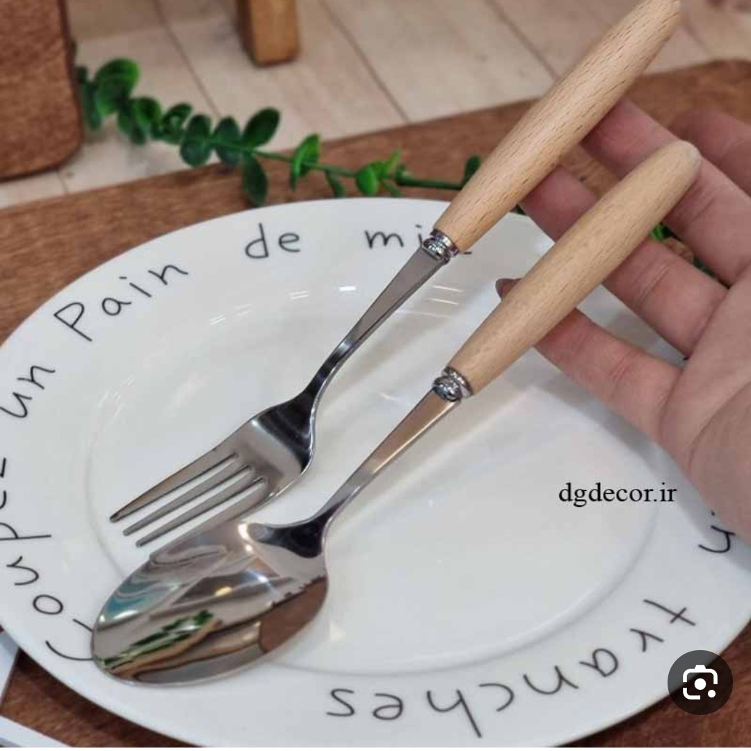 قاشق و چنگال سیلور دسته چوبی