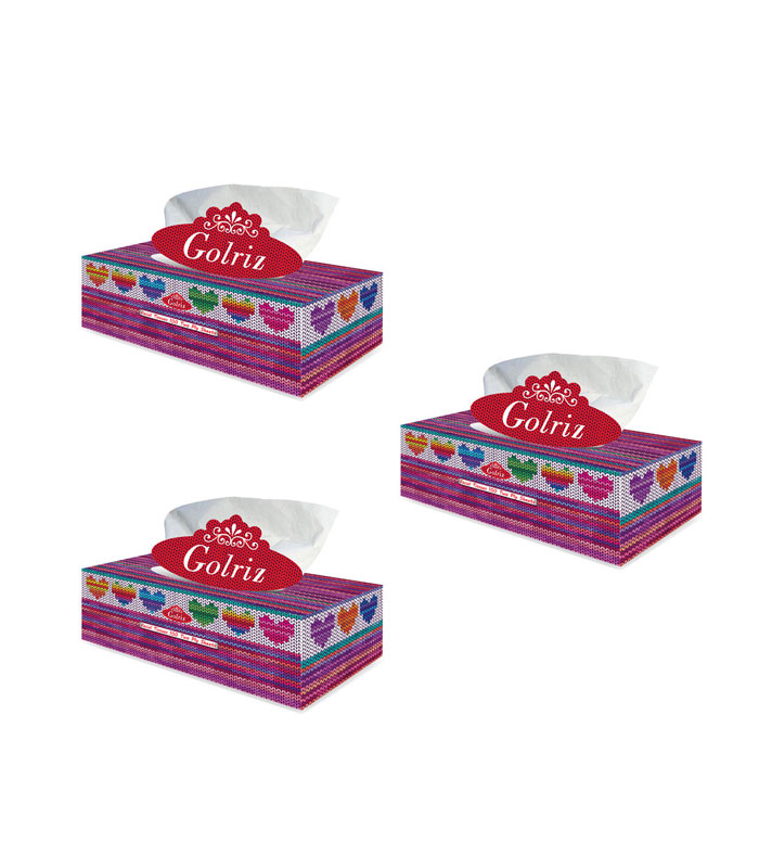 دستمال کاغذی 100 برگ گلریز مدل بافتینه بسته 3 عددی