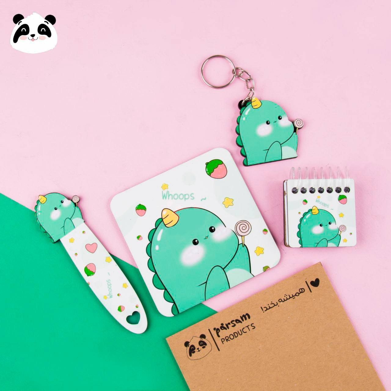 ست فانتزی شامل  جاکلیدی  دفترچه  زیر لیوانی  بوک مارک در طرح های زیبای کارتونی و کودکانه و انیمیشن
عالی برای اتاق کو