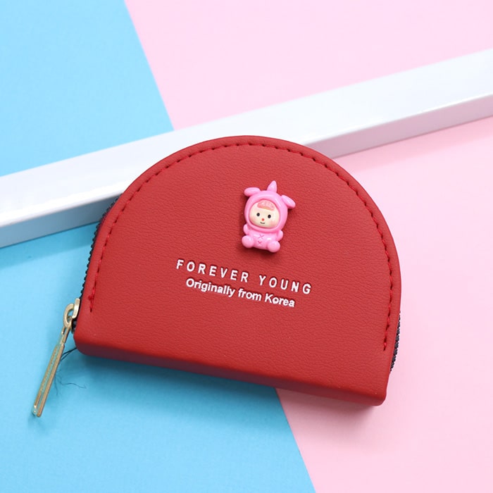 کیف پول جاکارتی فانتزی نیم گرد نقش برجسته بیبی قرمز 37014