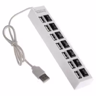 هاب یو اس بی 7 پورت همراه با کلید قطع و وصل مدل SUPER HUB   