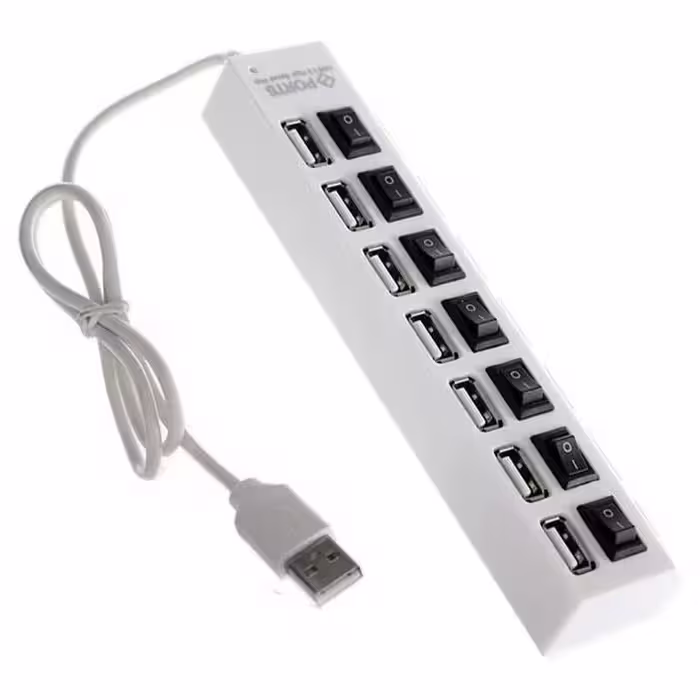 هاب یو اس بی 7 پورت همراه با کلید قطع و وصل مدل SUPER HUB   