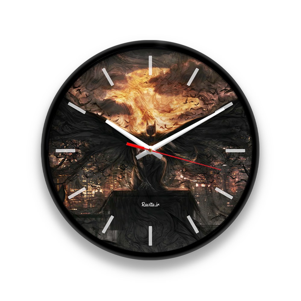 ساعت رومیزی راویتا مدل بتمن کد 3397 در رنگ های مشکی و سفید