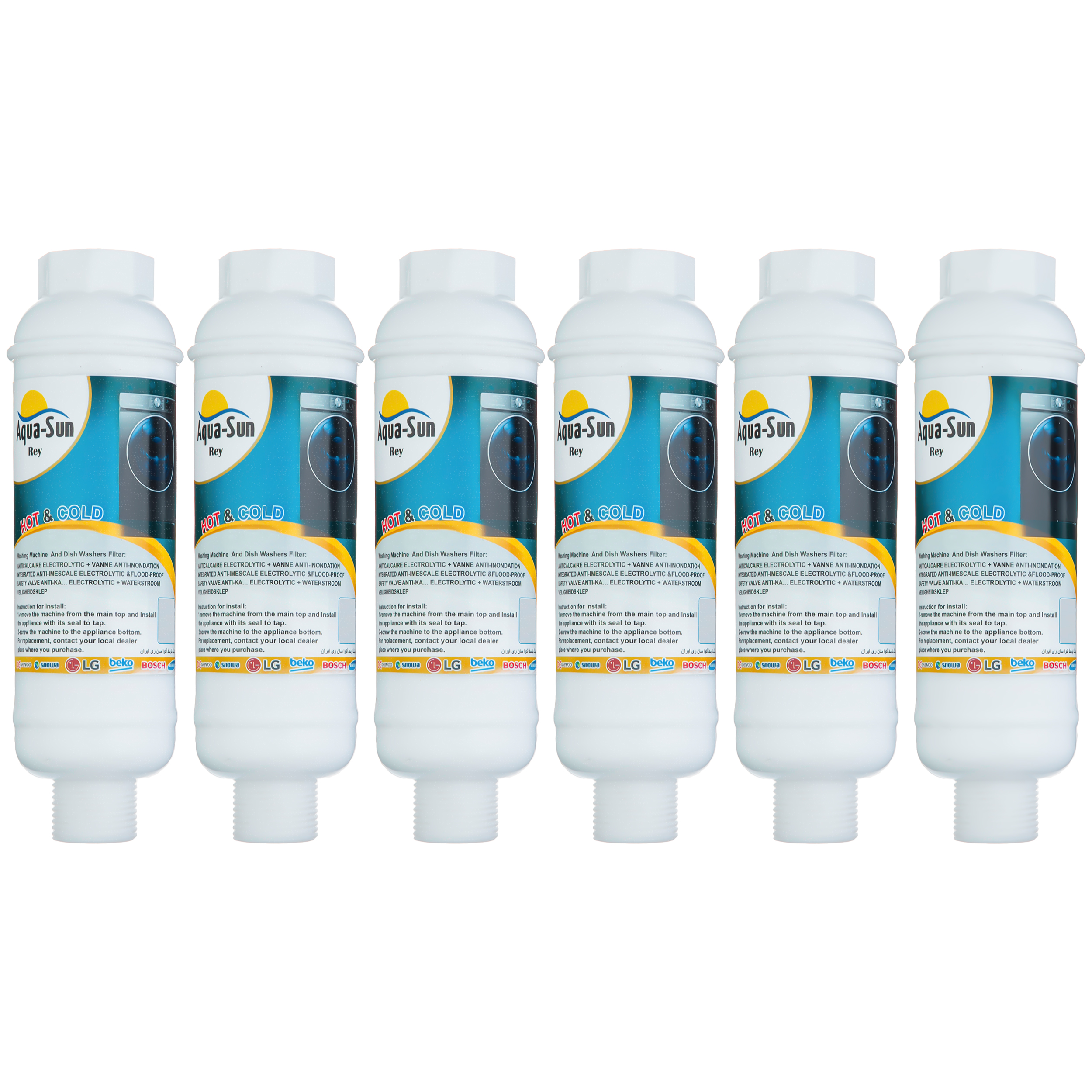 فیلتر رسوب‌گیر ماشین لباسشویی آکوا سان ری مدل K-1000 مجموعه 6 عددی