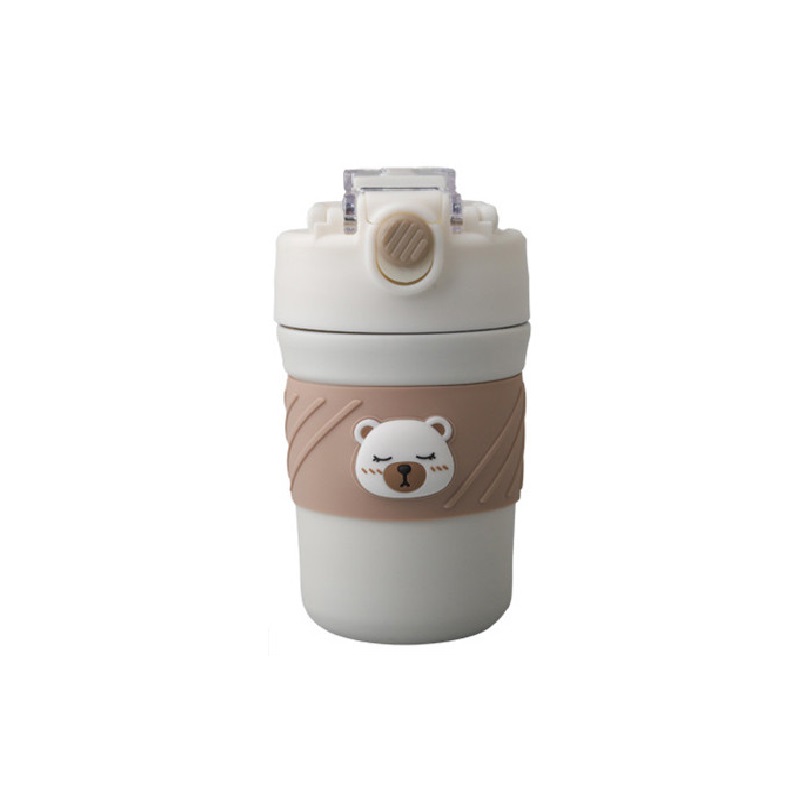 تراول ماگ 500 میلیلیتر دو قفله مدل دور سیلیکونی طرح خرس