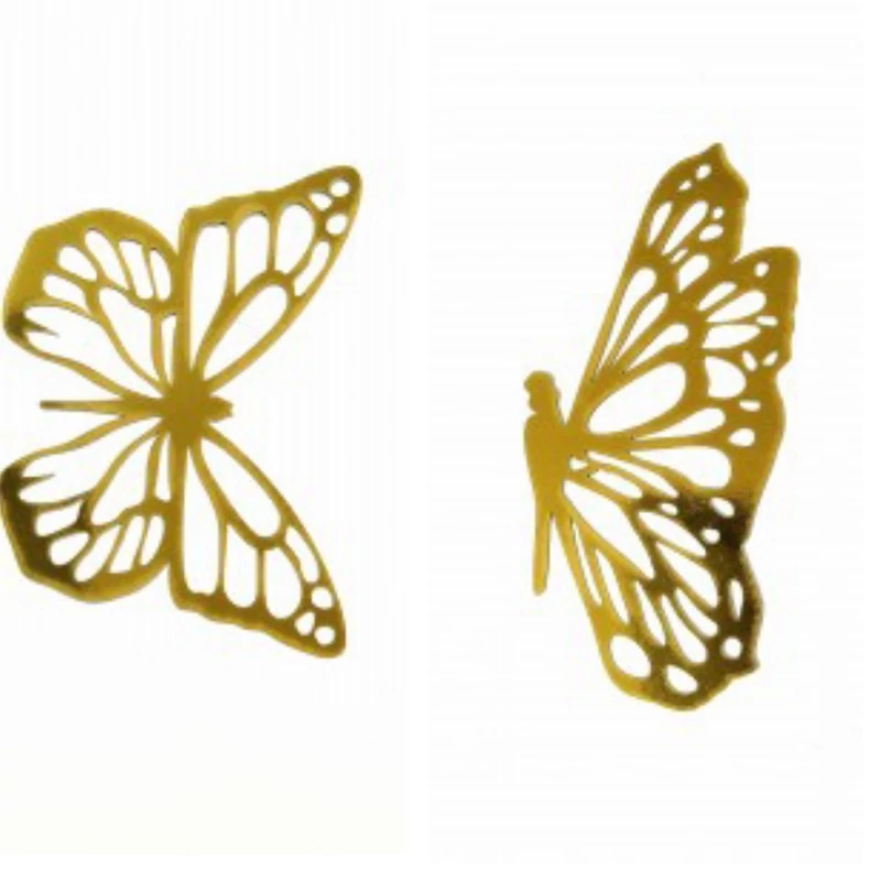 استیکر آینه ای رزین،طرح پروانه،جنس مولتی استایل،دردو رنگ طلایی و نقره ای،بسته 4تایی،سایز 5سانت