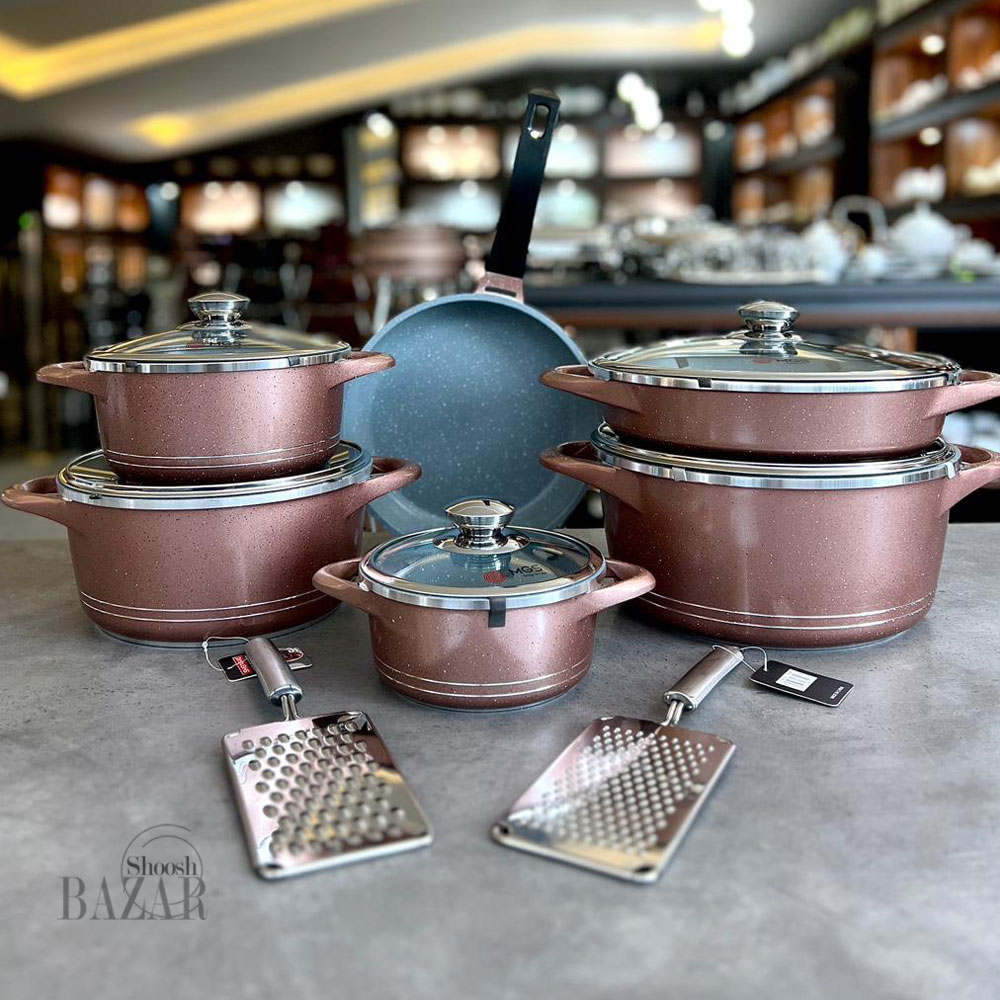 سرویس قابلمه 2 11 پارچه ام جی اس مدل ایتالیا B