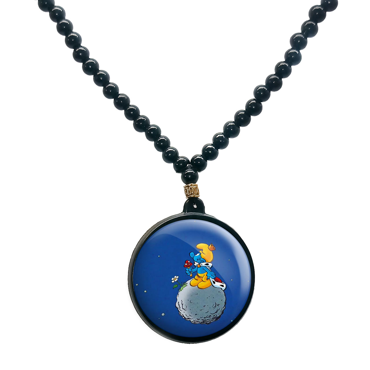 گردنبند پرمانه طرح اسمورف کد pmd.10540 مدل دو طرفه