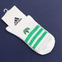 جوراب اسپورت adidas نیم ساق پنبه سفید نوار سبز کانگورو 20256