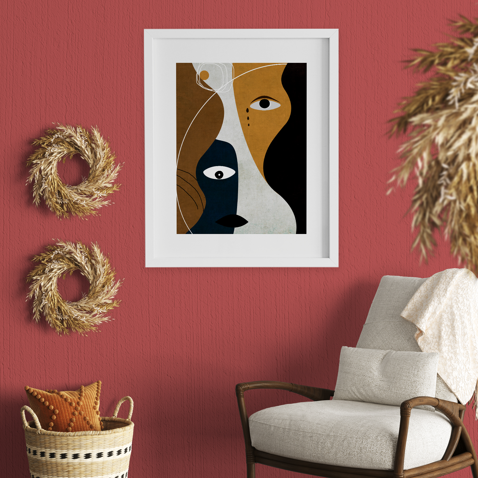 تابلو مدل دکوراتیو کوبیسم طرح چهره کد 990