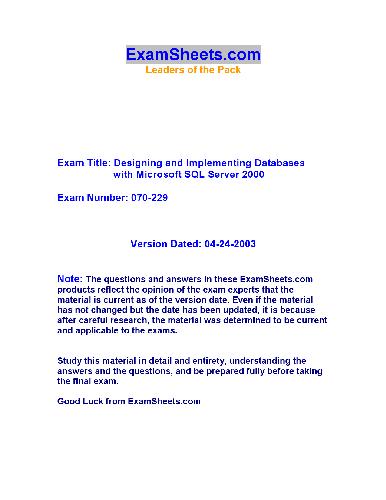خرید و دانلود نسخه کامل کتاب Designing and Implementing Databases with Microsoft SQL Server 2000