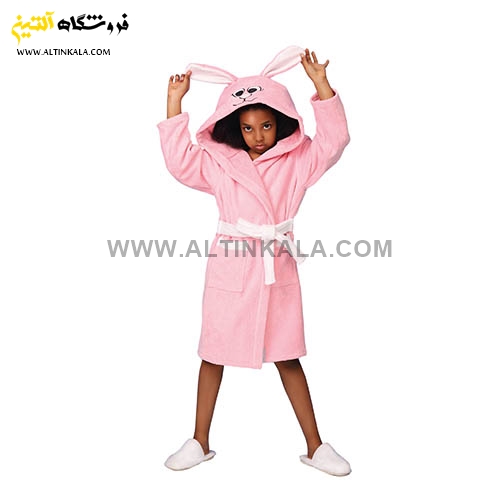 حوله تنپوش کودک پودایران طرح خرگوش صورتی سایز 90