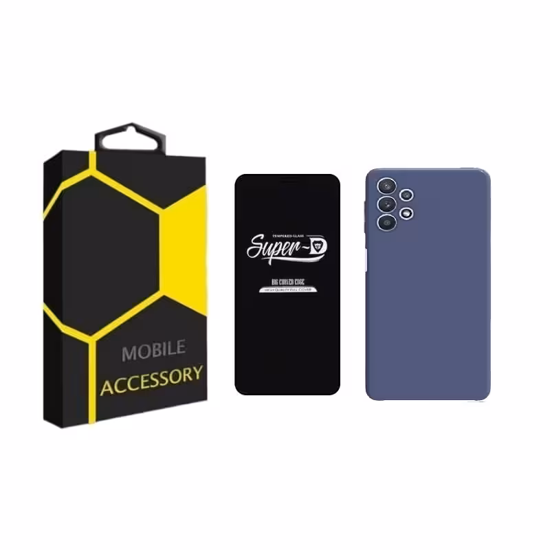 کاور مدل silicone مناسب برای گوشی موبایل سامسونگ Galaxy A32 5G به همراه محافظ صفحه نمایش