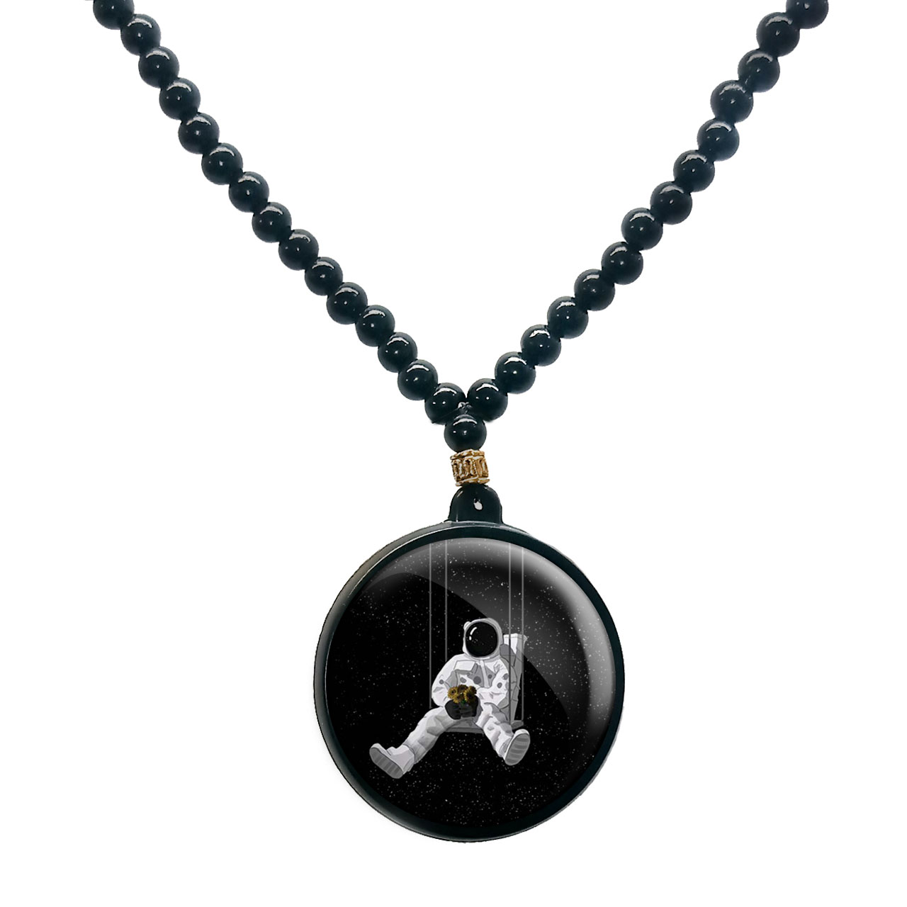 گردنبند پرمانه طرح فضانورد کد pmd.10339 مدل دو طرفه