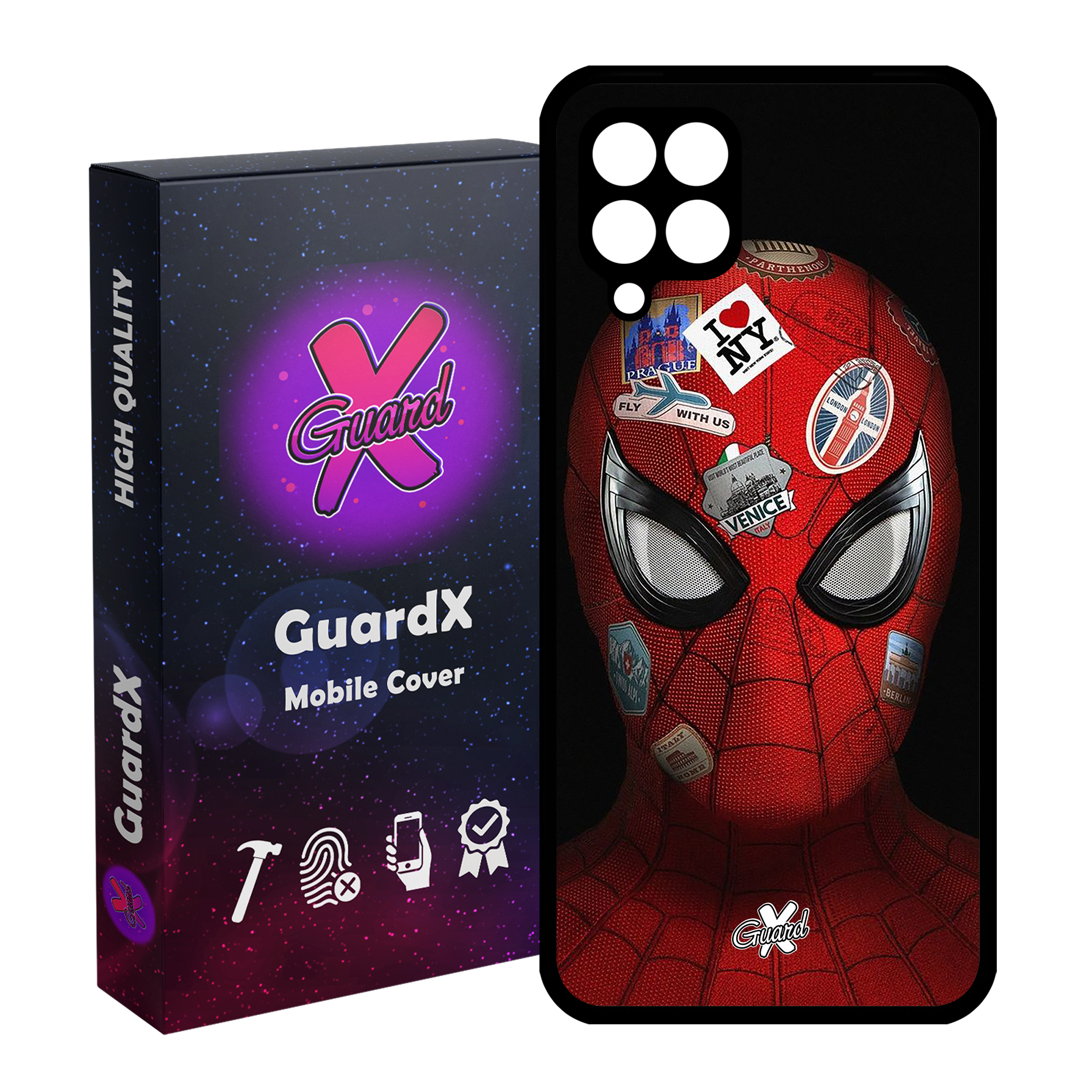 کاور گارد ایکس طرح Spider Man مدل Glass10033 مناسب برای گوشی موبایل سامسونگ Galaxy A22 4G