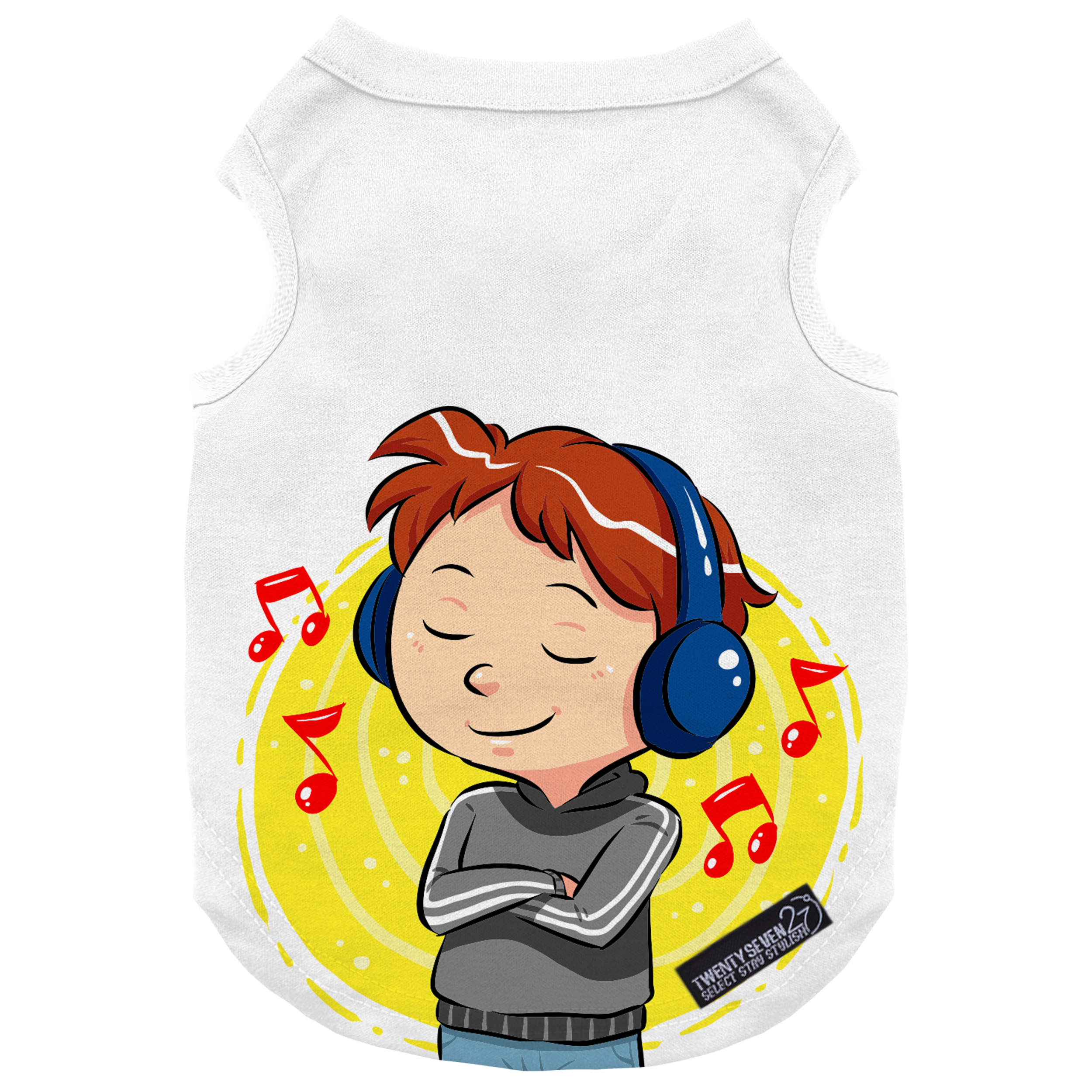 لباس سگ و گربه 27 طرح Boy Listening to Music کد MH803 سایز L