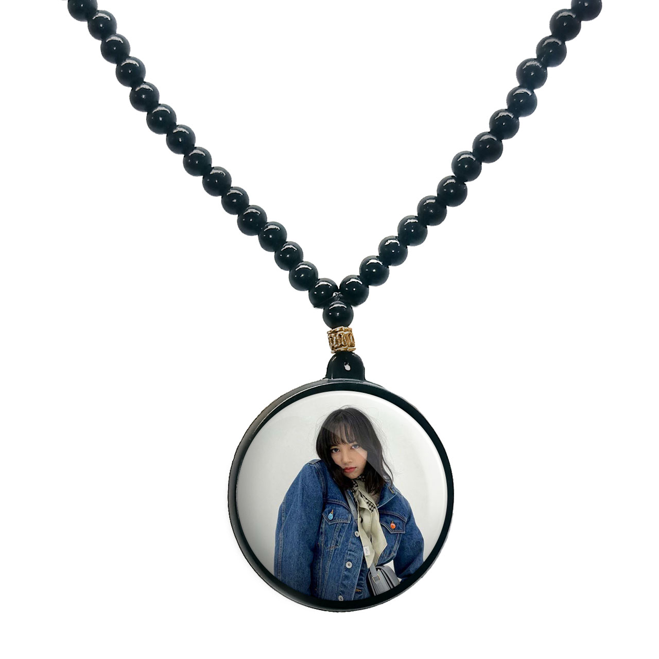 گردنبند پرمانه طرح بلک پینک کد pmd.6729 مدل دو طرفه