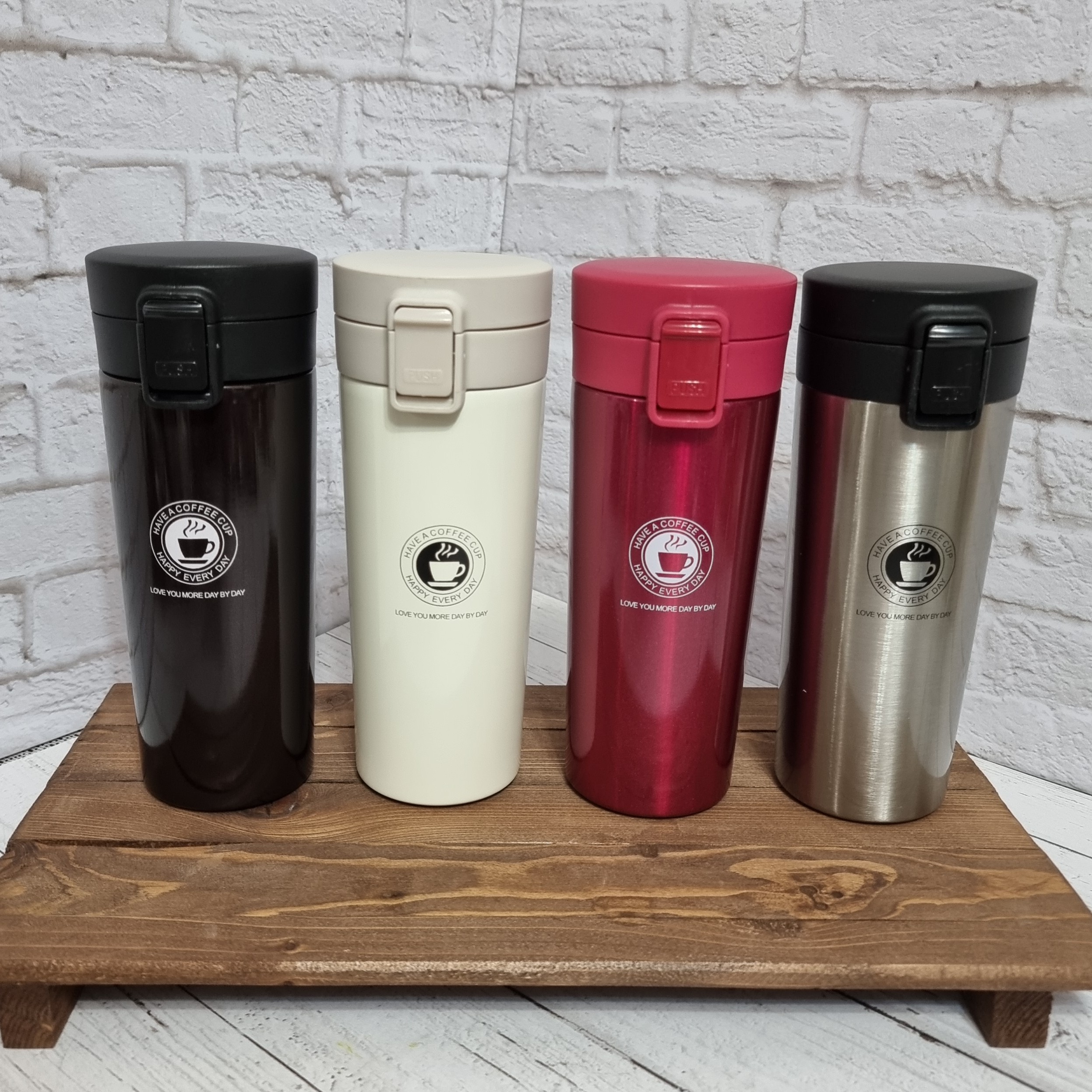 تراول ماگ استیل براق طرح Coffee Cup