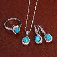 نیم ست فیروزه زنانه کد 27916 - جواهری مشاهیر