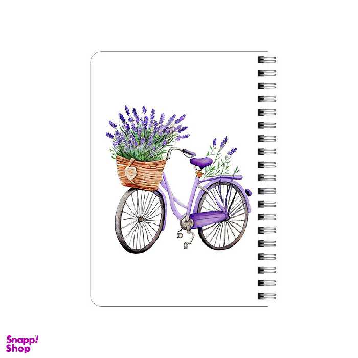 دفترچه یادداشت بامبیلیپ مدل چوبی طرح دوچرخه  و گل های لاوندر کد 5610035